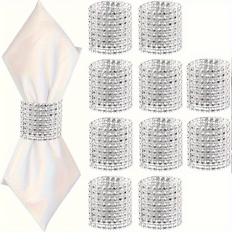 

10pcs Buckles, Shiny For Table Decoration, Wedding Party Dinner Diy Decoration, Party Supplies, Exquisite And Simple Decorations, Restaurant Christmas Decorations, Cafe Eid Mubarak