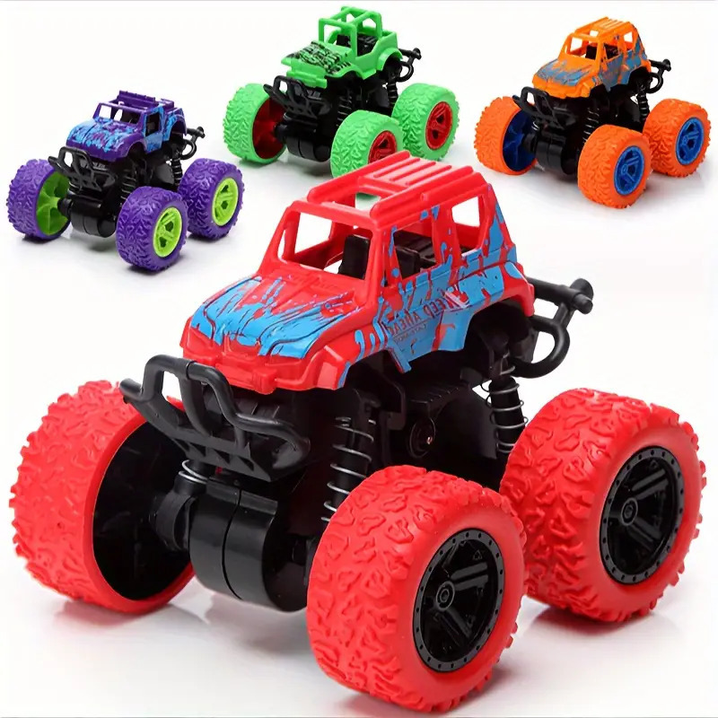 

8-pack Monster Truck Playset, Friction Powered Vehicles, 360° Rotating Off-road Cars, Impact-resistant Kids Toy, Back-to-back Vehicles, Ideal For Birthday And Gifts 3-6