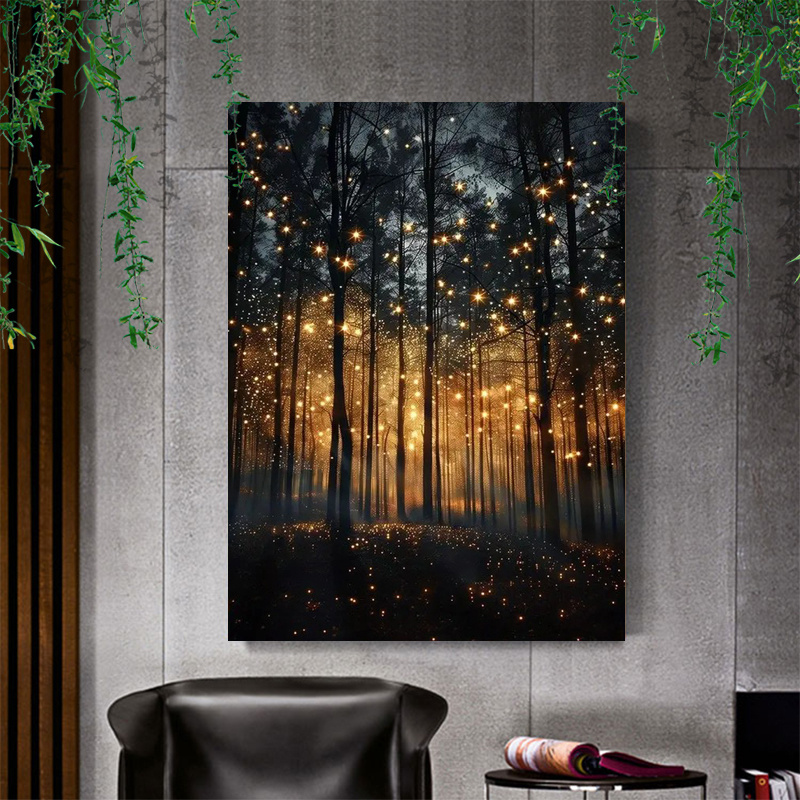 

1 Pc Wooden Framed Fireflies Canvas Painting (1)thickness 2.25cm/ 0.9inch Wall Art Prints Poster Wall Picture Decor For Home Gifts, Living Room, Bathroom, Bedroom, Kitchen