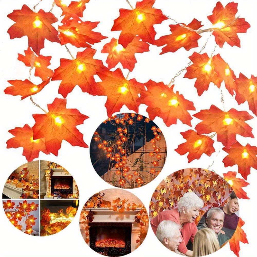 

Thanksgiving Decorations Lighted Fall Garland, Maple Leaves String Lights Led Fall Lights For Indoor Holiday Autumn Home Party Decor