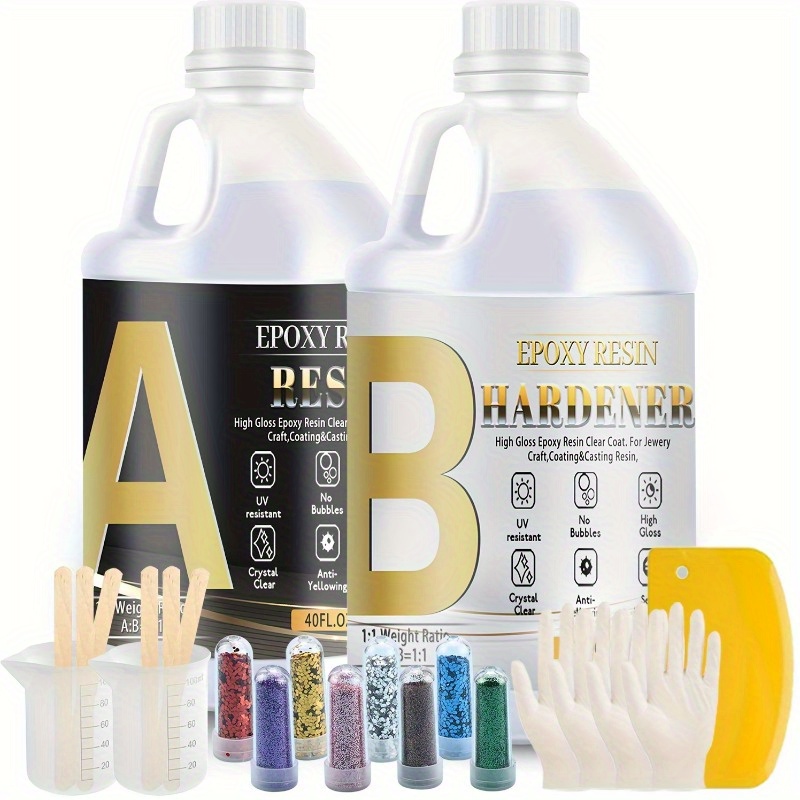 

80oz Epoxy Kit, Upgraded Casting And Hardener Epoxy Epoxica Transparente 2 Part Art For Jewelry Table 1:1 Kit