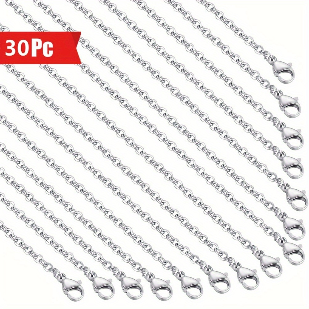 

30 Pack Of 1.5mm Chain Necklaces For Couples With Lobster Clasp – Ideal For Making And Crafting Projects