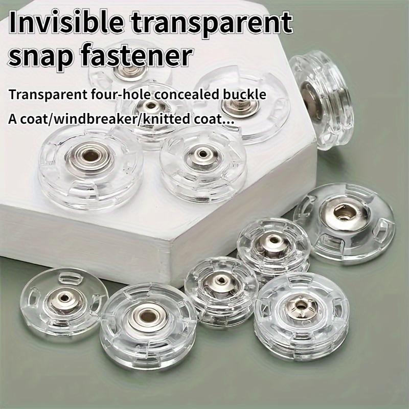 

20pcs Transparent Invisible Snap Buttons With Pliers - Nylon, Windbreaker & Cardigan Closure, Round Press For Coats, Bags & Crafts, Buttons For Clothes