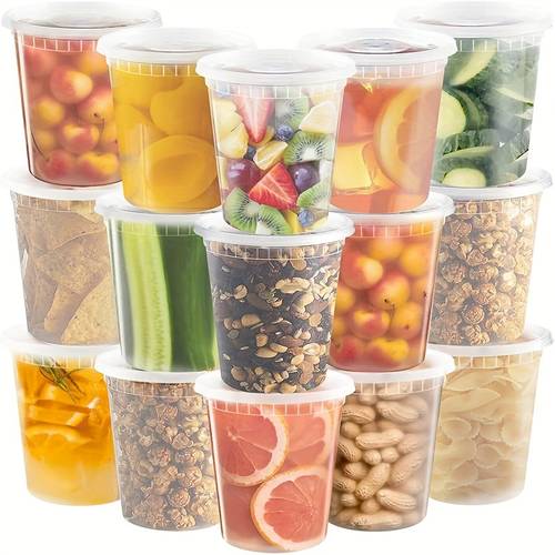 5pcs plastic food containers with lids sealed food storage containers suitable for freezer dishwasher microwave soup containers for takeout meal preparation and storage box for home kitchen restaurant picnic party kitchen supplies