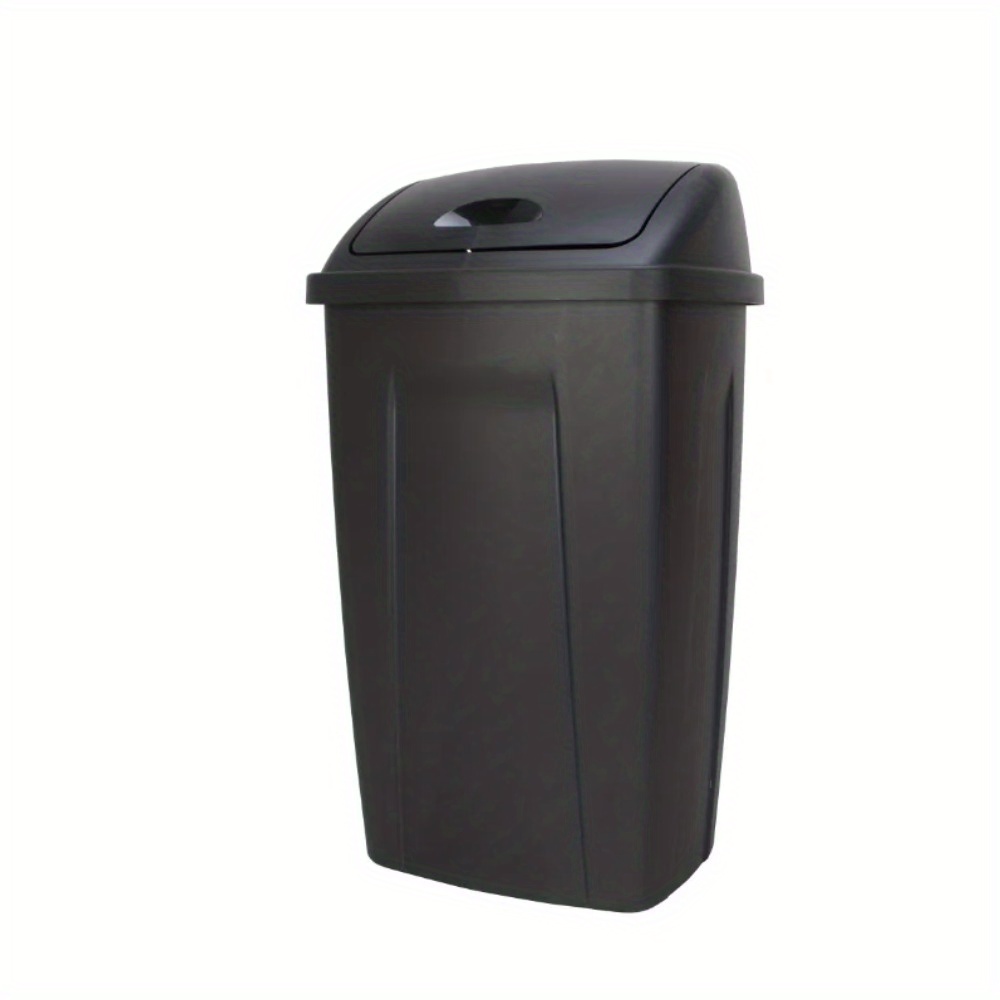 

13 Gallon Trash Can, Plastic Swing Garbage Trash Can, Black, 12.5in L X 16.35in W X 28.23in H