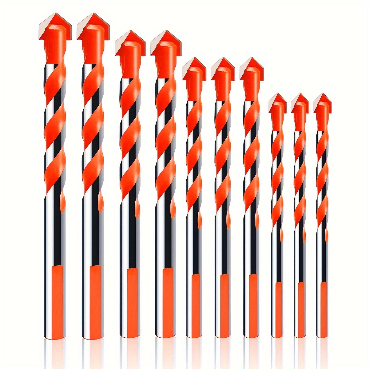 

10pcs Twist Drill Bit Set - High-speed Steel Flat Shank Drills With Carbide Tips For Metal, Steel, Tile, Concrete, Glass, Brick, Wood - 6/8/10/12mm Sizes