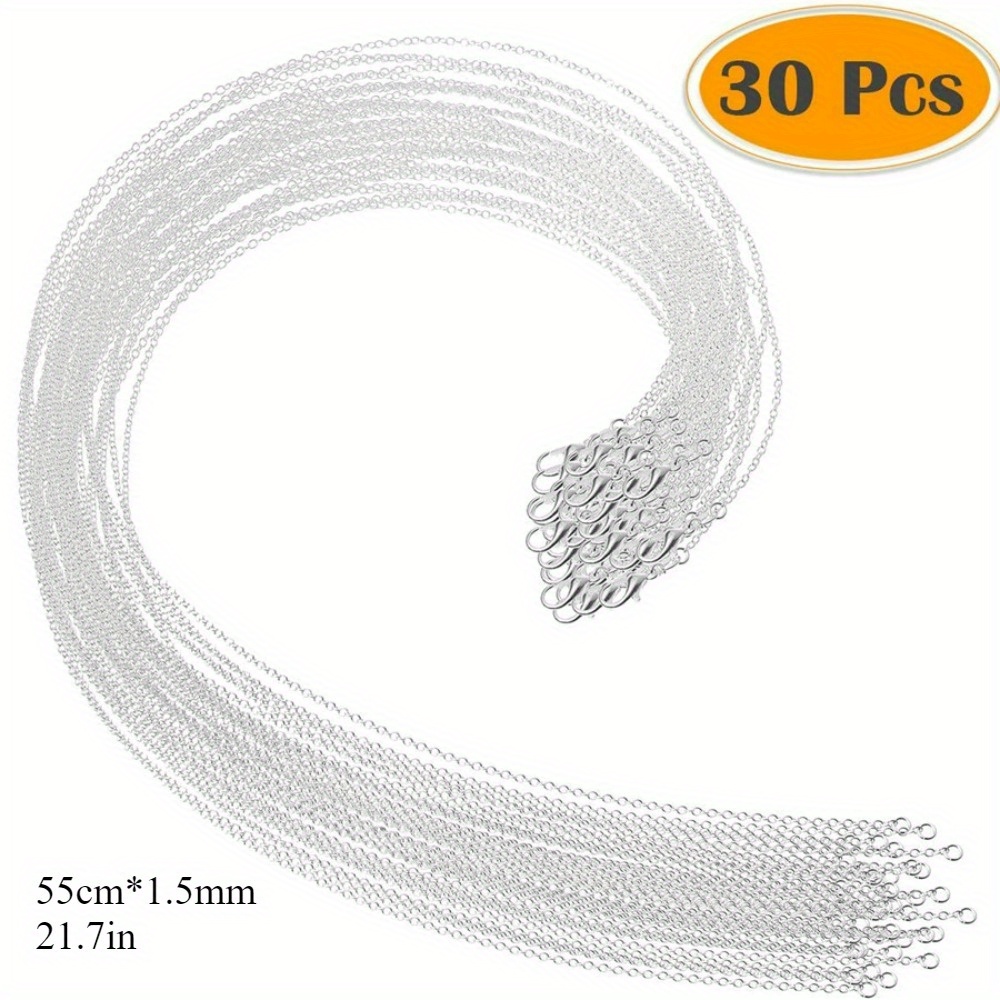 

Of Silvery Chains, 55cm*1.5mm In Size, Rod-shaped Bulk Extension Chain, With Lobster Clasp Silver-plated Chain, Used For Making Women's Jewelry, Accessories, Necklace Pendant Extension Chain