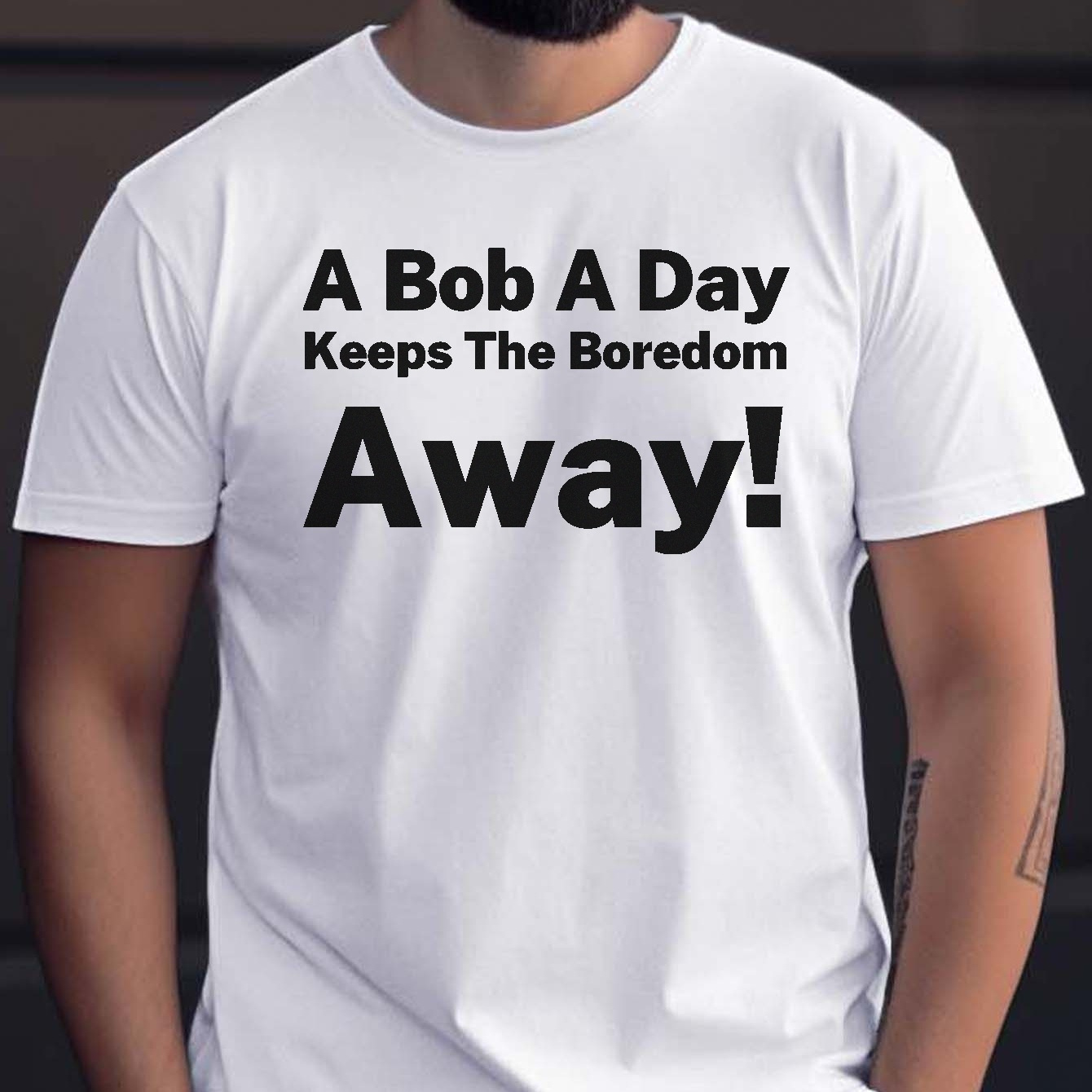 

A Bob A Day Print Crew Neck T-shirt For Men, Casual Short Sleeve Top, Men's Clothing