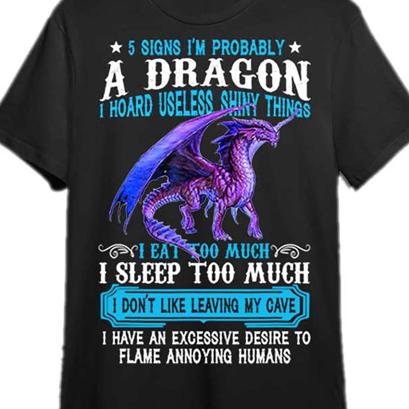 

I A Dragon Gift T-shirt Fun Men's Short Sleeve Graphic T-shirt Series Black