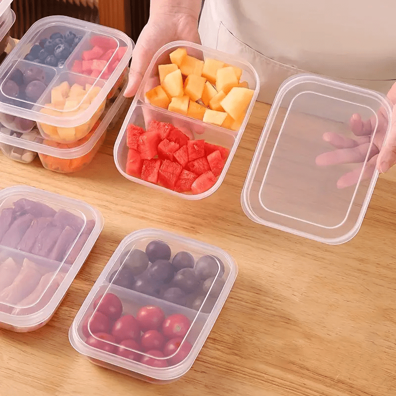 

5/10pcs Bpa-free 2-compartment Food Storage Containers With - Reusable, Leakproof Fridge Organizer For Meat, Veggies & Fruits - Kitchen & Outdoor Picnics