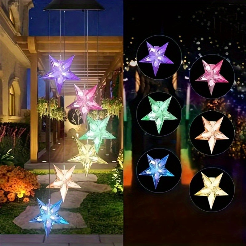 

2 Pack Color Changing And Bee Solar Wind Chimes Lights Gift Portable Hanging Mobile Romantic Wind Led Solar Stars For Mom Gift Patio Yard Garden Decoration