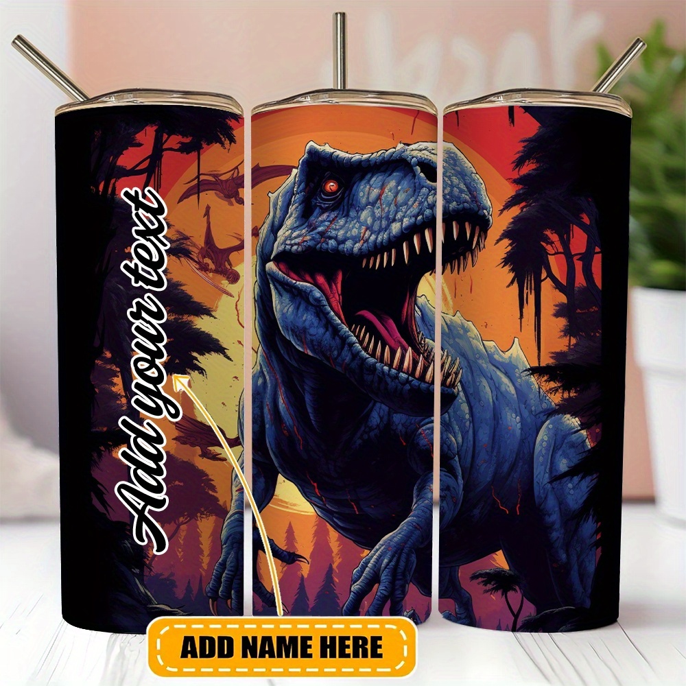 

[trending] Personalized 20oz Dinosaur With Lid & Straw - Stainless Steel, Insulated Water Bottle For All - Perfect Gift For Birthdays & Holidays