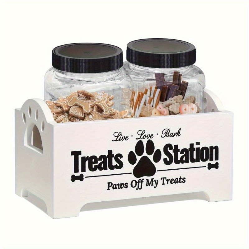 

3pcs Farmhouse Dog Treat Storage Set With Claw Handles - Includes 2 Airtight Jars, Pet Food Organization & Kitchen Decor