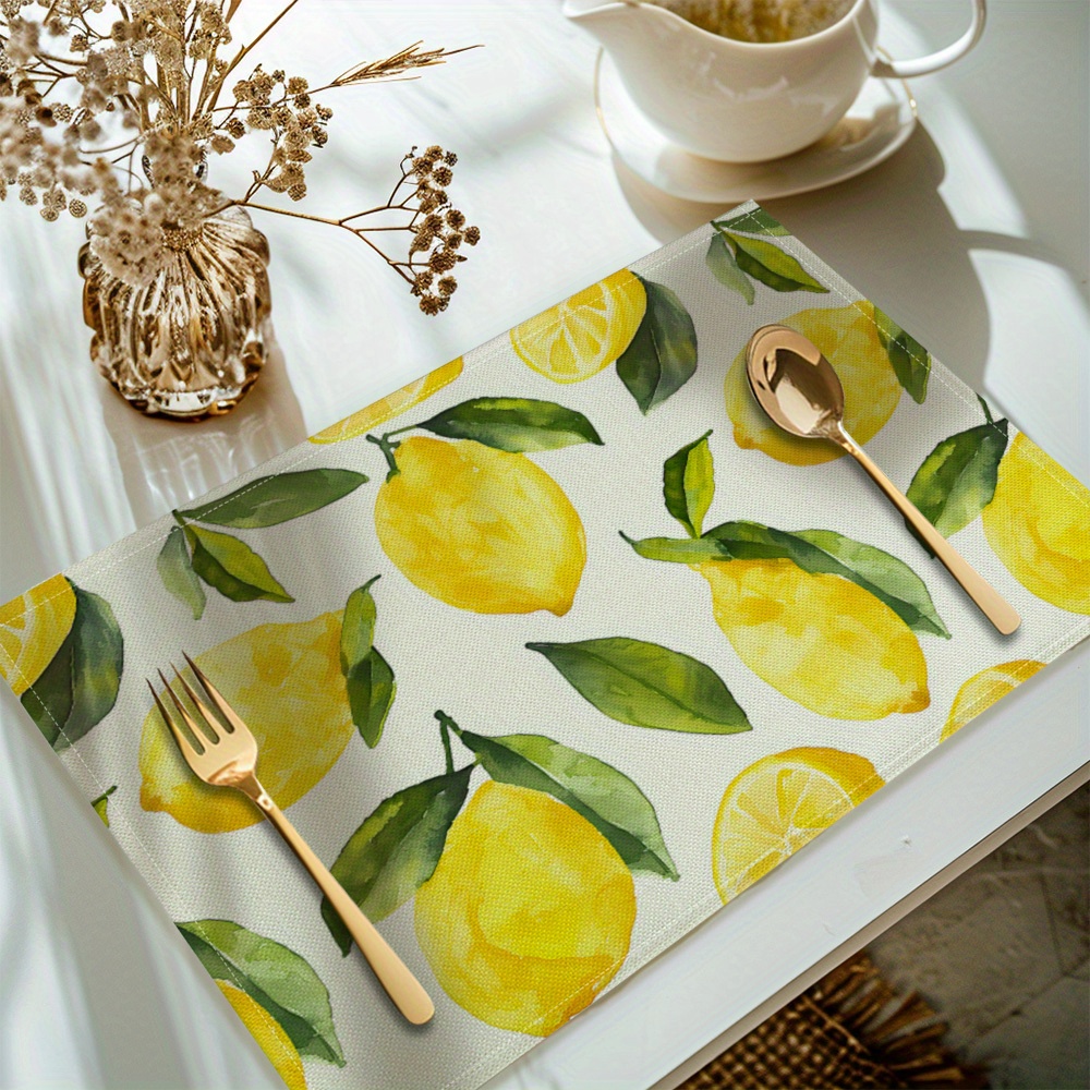 

Home Lemon Placemats Set Of 4 - Polyester Woven Rectangular Table Mats, Machine Washable, Heat Resistant, Non-fading, Exquisite Craftsmanship For Indoor/outdoor Dining Decoration