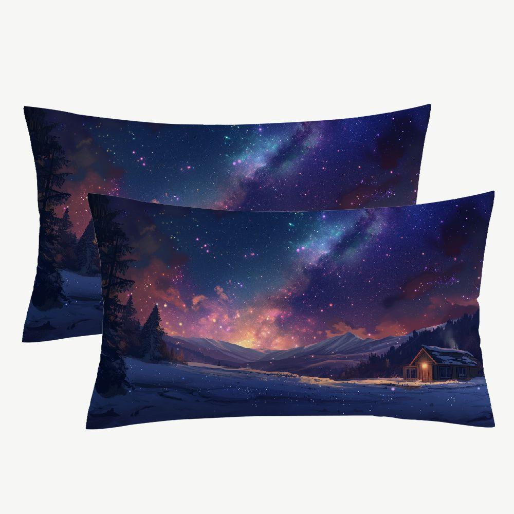 

2pcs Night, Sky, Stars Decorative Throw Pillows Short Plush Zip Closure Decor, Room Decor