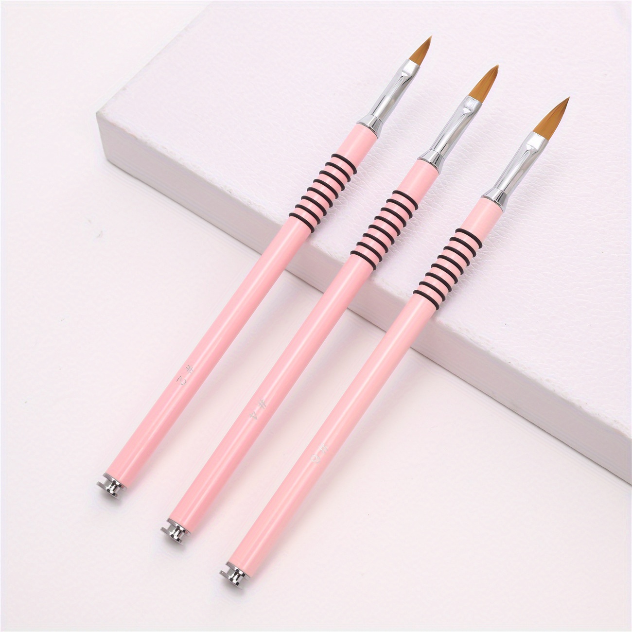 

3d Pattern Nail Art Liner Brush With Crystal Handle, Metal Rod - Pink Drawing Painting Pen For Manicure Tools