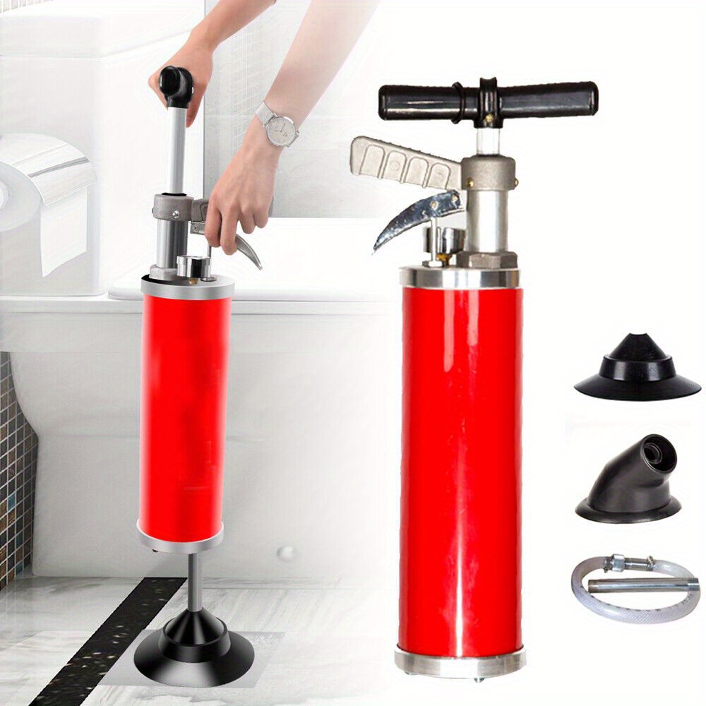 TEMU 0, 7mpa Suction Plunger Toilet Air Plunger Multifunctional Cleaning Pump Drain Plunger Cleaning Pump