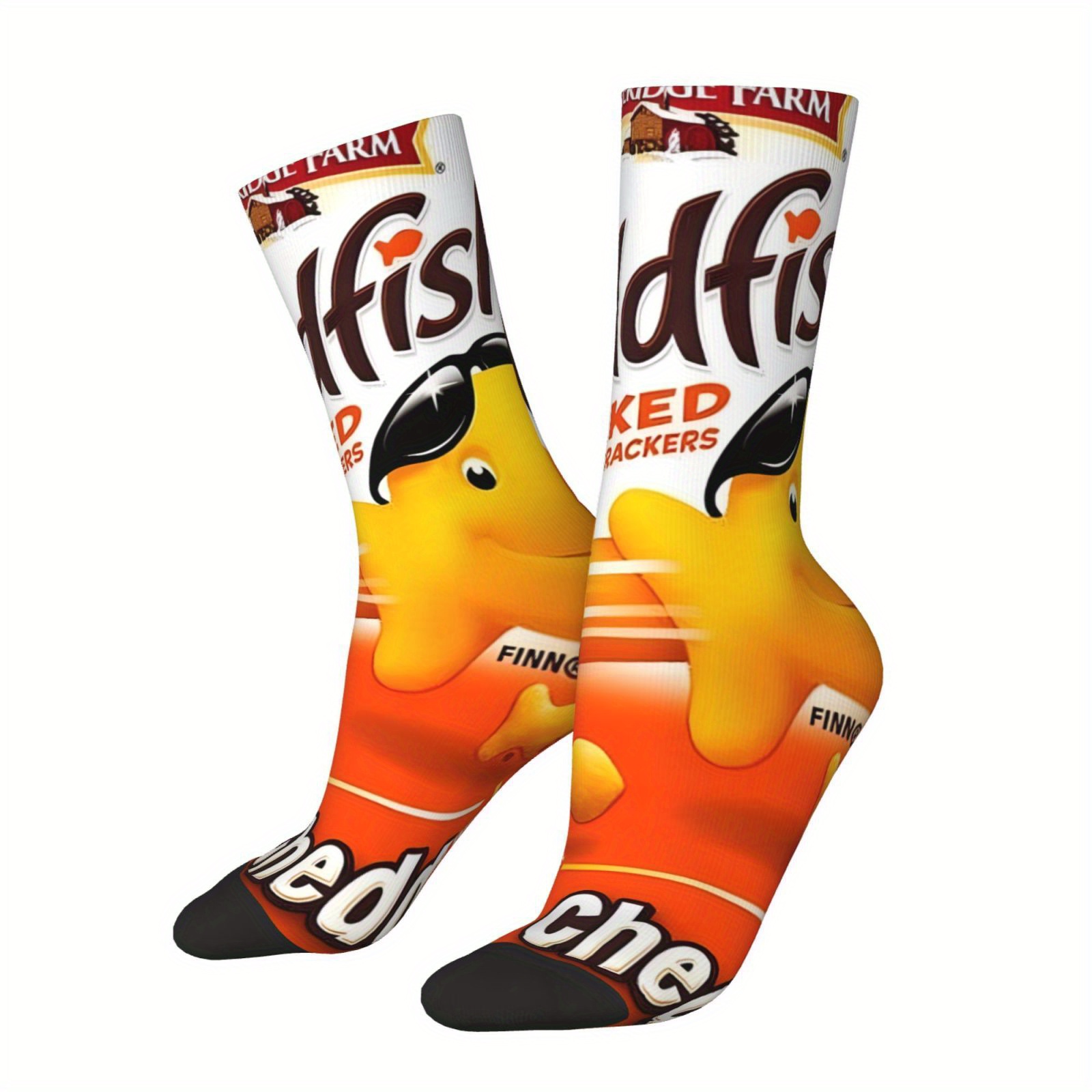 

1 Pair Men's Funny Crew Socks - Hip Hop Style, Seamless Polyester With Elastane, ", A Serious Challenge" Print, For Boys