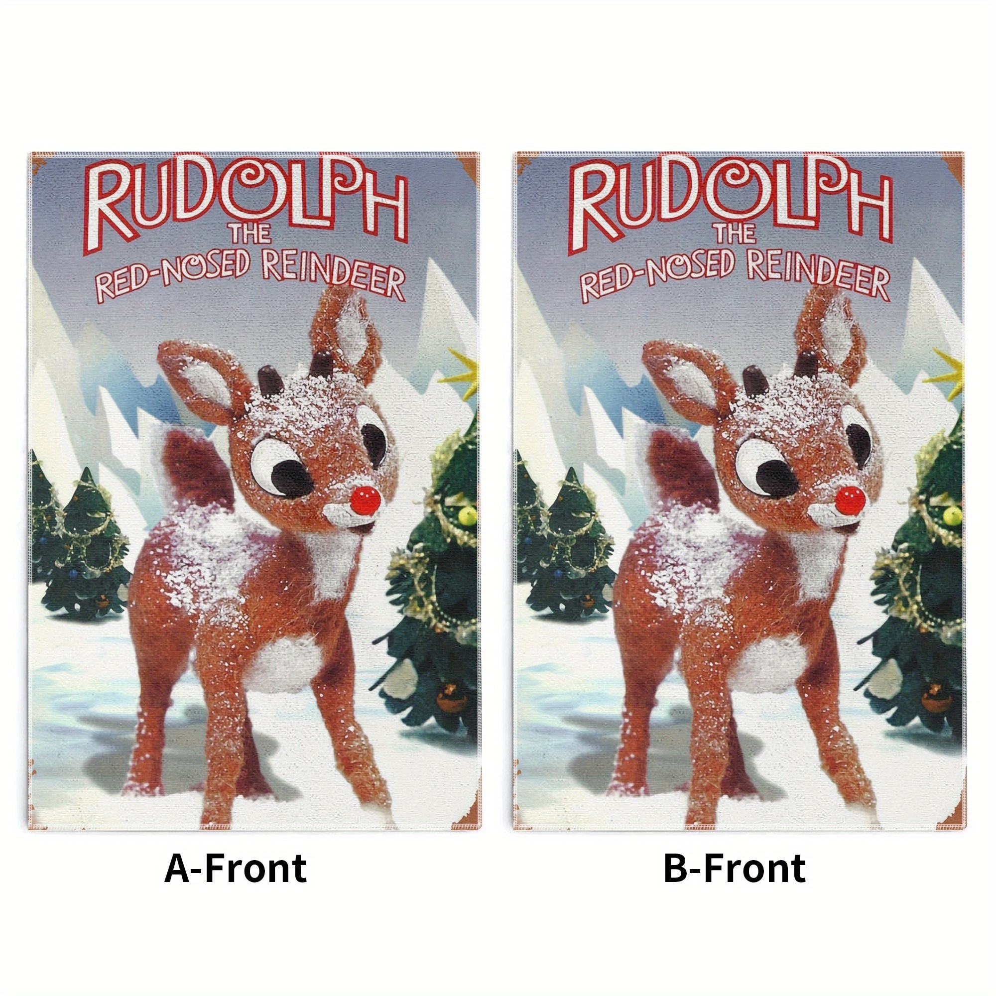 

Rudolph The Red-nosed Reindeer Themed Kitchen Towels Set Of 2 - Polyester Lightweight Cartoon Dish Towels For Christmas, Machine Washable, Woven Contemporary Style, 18x26in Dish Cloths