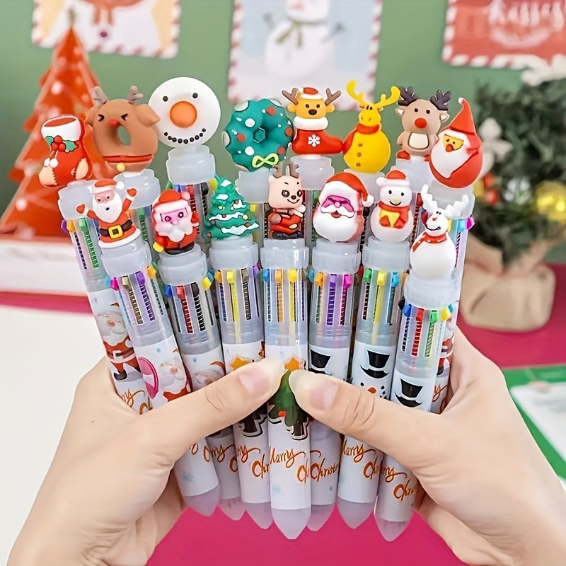 

Christmas 10 Retractable Ballpoint Set Of 3, Ergonomic , , Rectangle , Suitable For Left And Use, For And