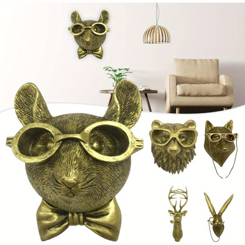 

Animal Head Wall Art, Wall Hanging Art Wall Sculptures Animal Head Wall Hanging Ornaments Tv Background Home Decoration Statue Gifts For Living Room Bedroom