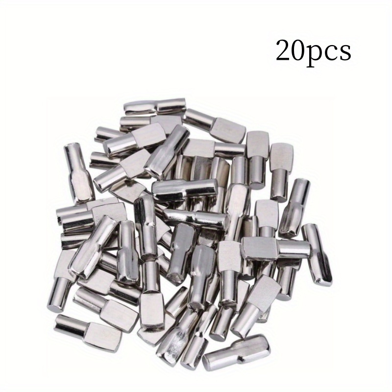 TEMU 20/50pcs Durable Metal Shelf Nails - 5mm Spoon Shaped Nickel Plated Support Nails For Bookshelves, Cabinets, Storage