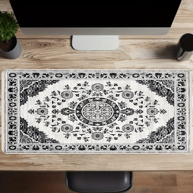 

Extra Large Vintage Mandala Floral Mouse Pad - Nonslip Rubber Base, Stitched Edge, Oblong Deskmat - Office & Home Computer Desk Accessories, Gaming Mousepad - Gift For Women