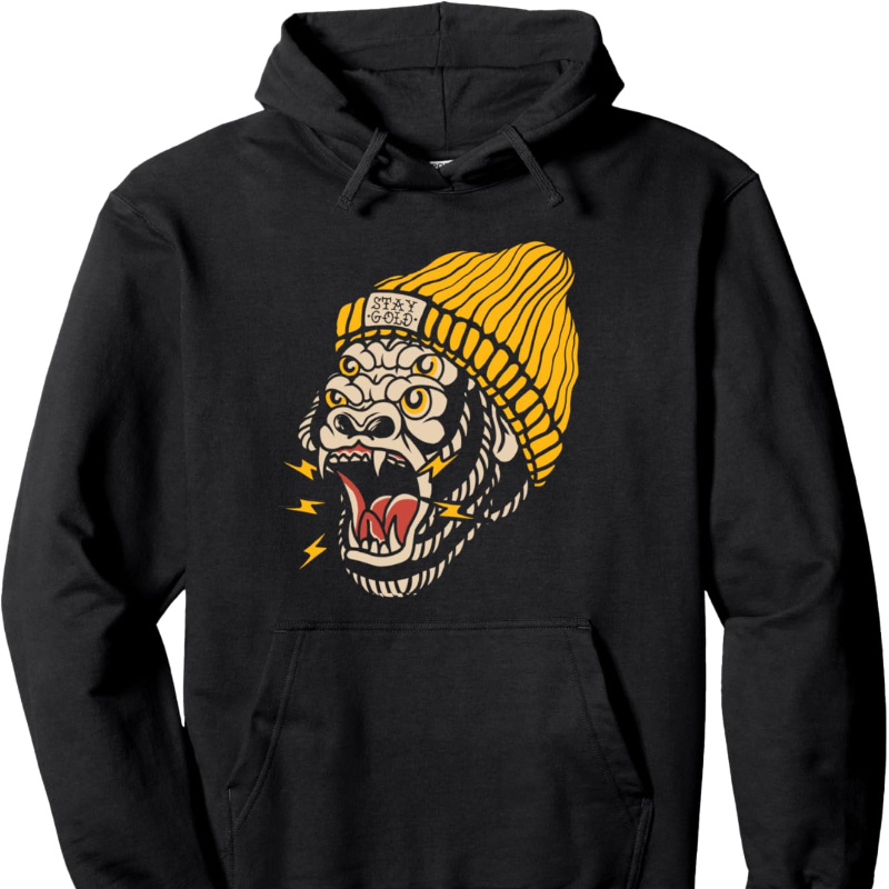 

Gorilla Flash Old Traditional Pullover Hoodie, Crew Neck Sweatshirt, , Breathable, 4 Casual Hooded Sweatshirt, , Casual