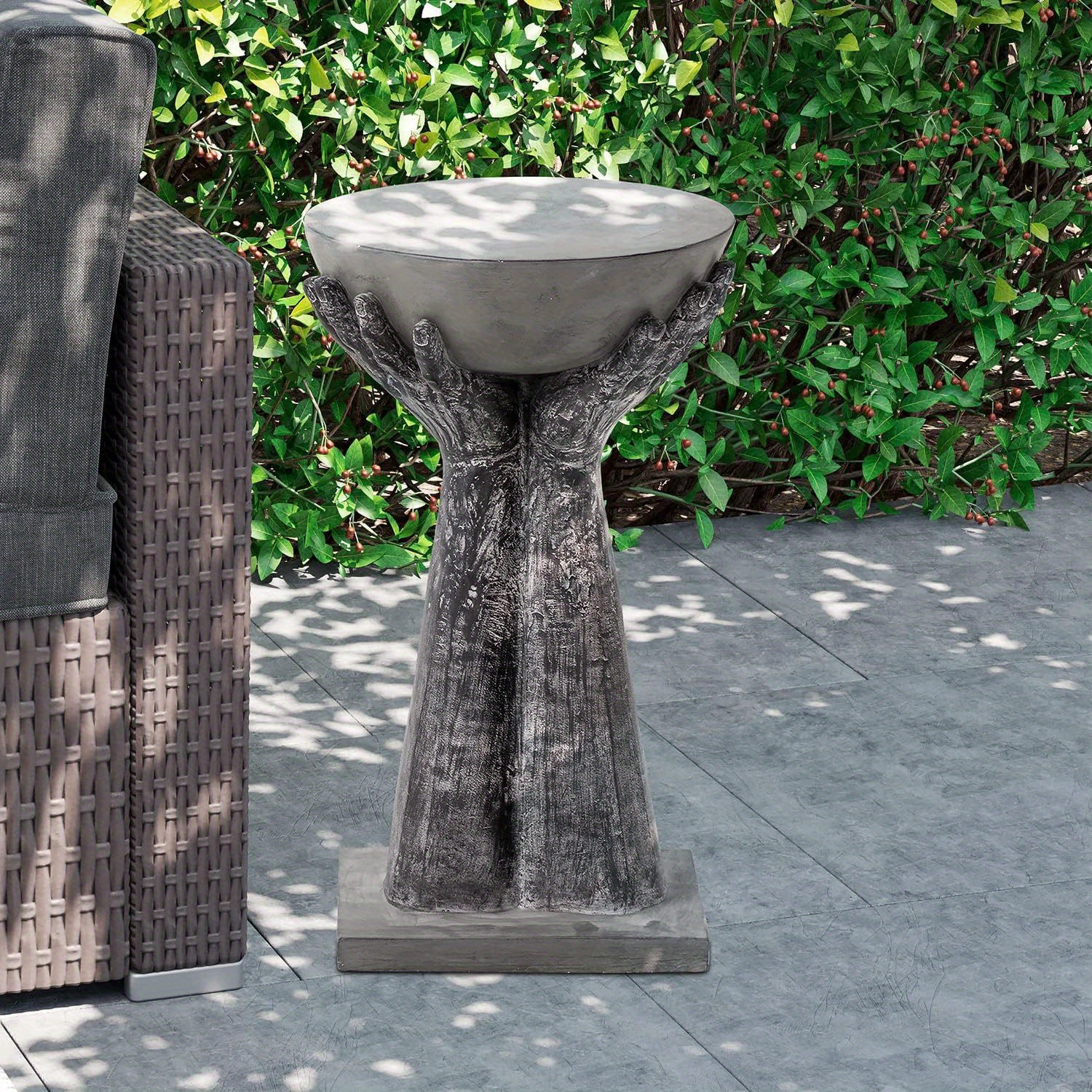 outdoor hand shaped concrete side table all weather top handcrafted concrete end table suitable for patio porch garden stool and plant stand durable decor furniture summer