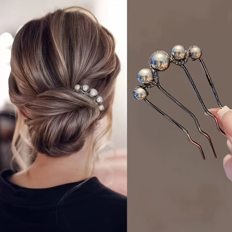 

Elegant U-shaped Hairpin With Rhinrhinene And Pearl Hairpin - Zinc Alloy, Parties, Festivals And Everyday , Black