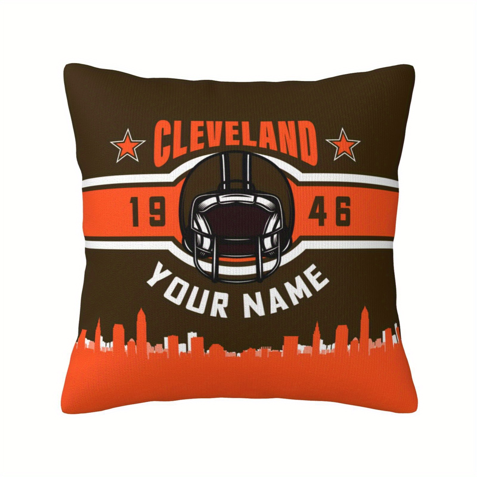 

Customizable Pillow Cover, Polyester, Square, Personalized Name, Football Fan Gift, For Women, Men, Youth, Home Kitchen Decor, No Battery Required, Knit Fabric