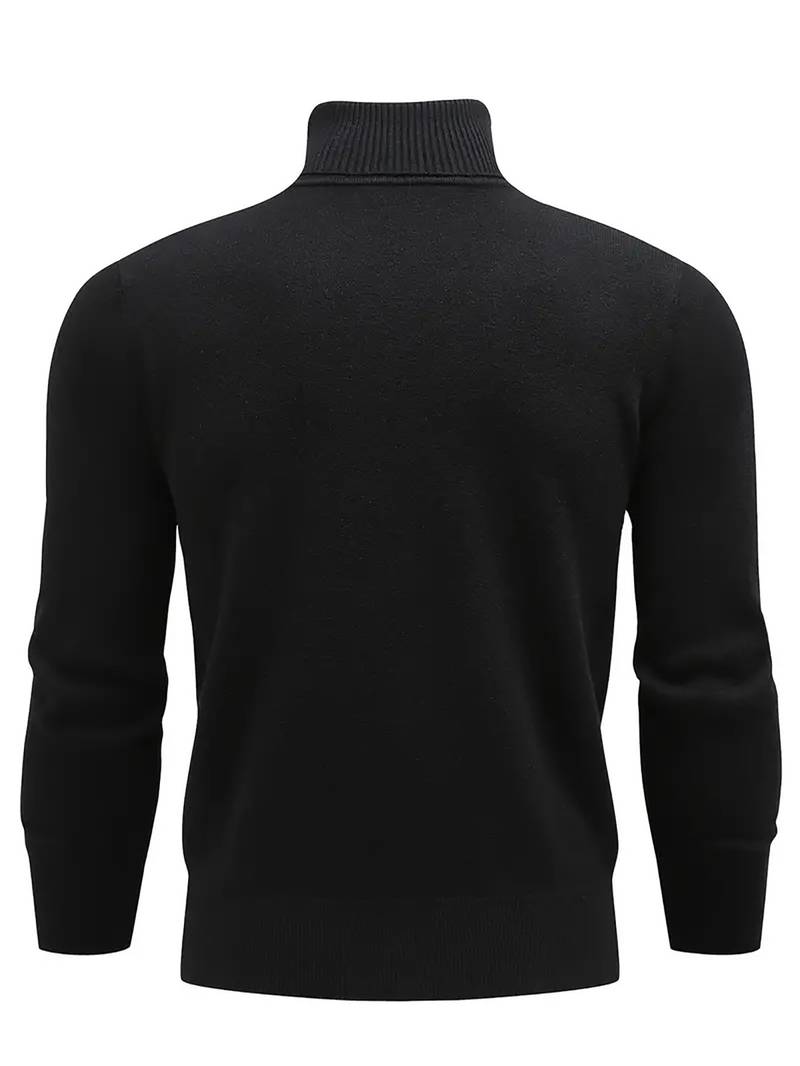 Pull Col Roulé Homme - Coupe Ajustée, Tricot Fin - Couche De Base Douce Pour Automne/Hiver