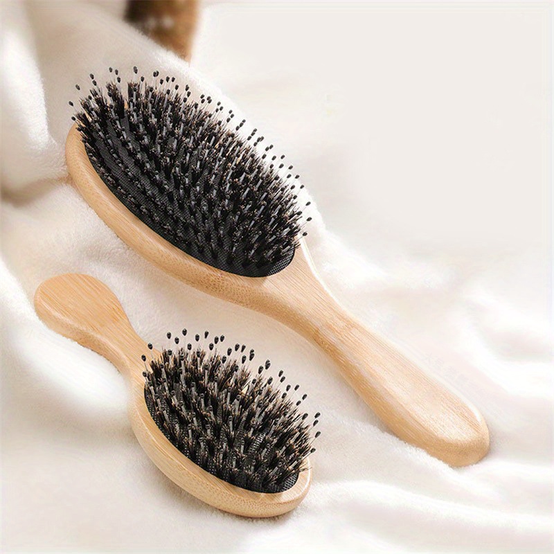 

Wood Handle Hair Brush Mane Bristles - Detangling Comb For Long Hair, Scalp Massage For Women