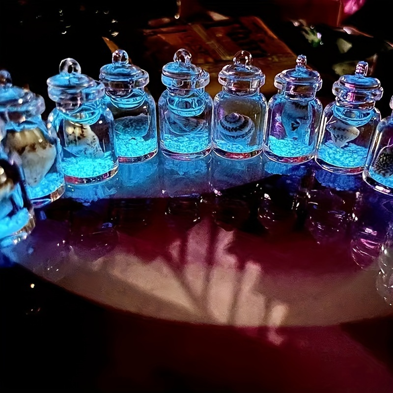 Image of 4/8/12pcs -the-dark Resin Wish Bottles With Light-activated Glow, Bps-free Magical Vial Suitable For Birthdays,, Luck Charms, Decor Collectible