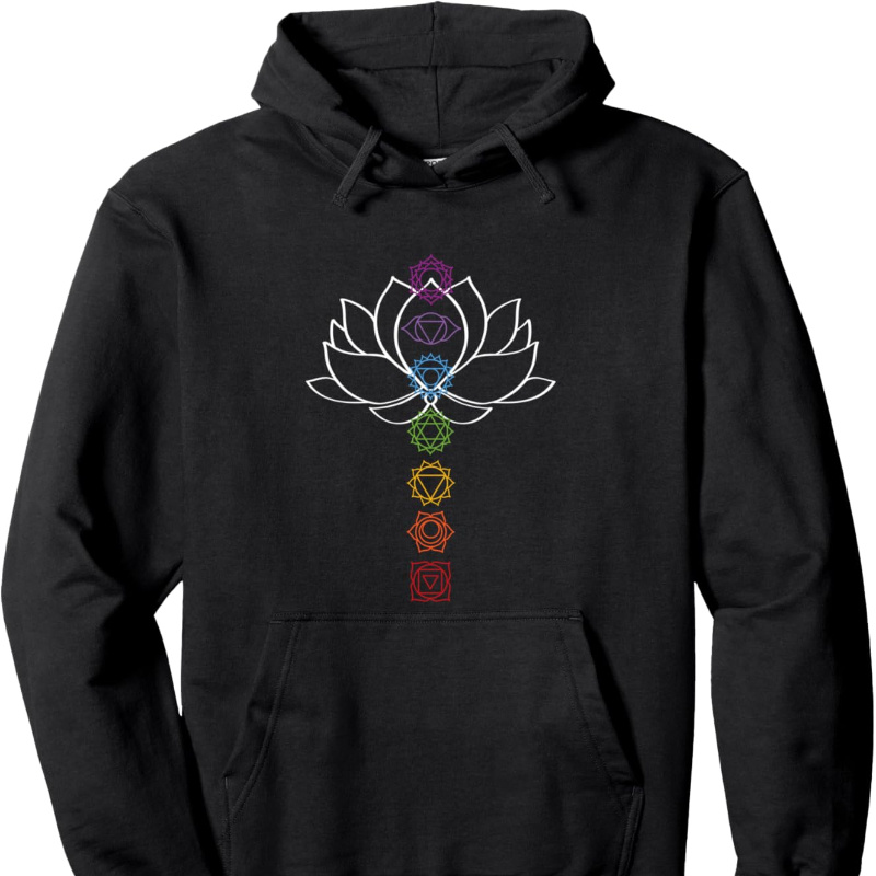 

Spiritual Zen Lotus Flower Chakras Pullover Hoodie, Casual Hooded Sweatshirt, , Casual