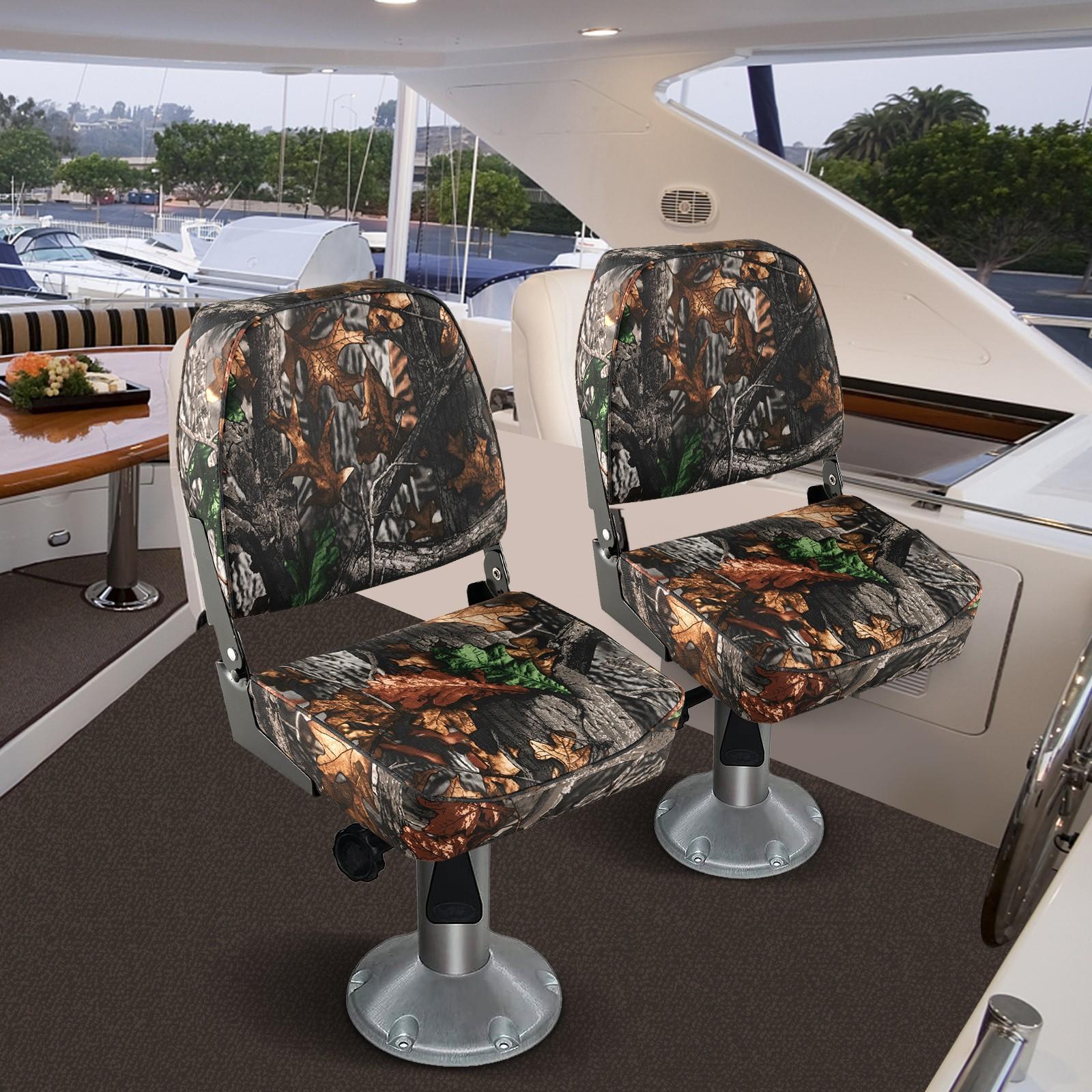 

Lifezeal 2 Pack Folding Boat Seat, Low Back Fishing Captain Boat Seats W/ Sponge Padding, Fold-down Universal Boat Seat W/ Aluminum Hinges & 8 Mounting Bolts, Camo