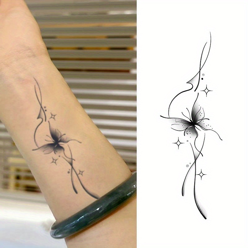 Shimmering , Herbal Temporary Tattoo Sticker Waterproof Women's Long-lasting Men's Semi-permanent Realistic Tattoo