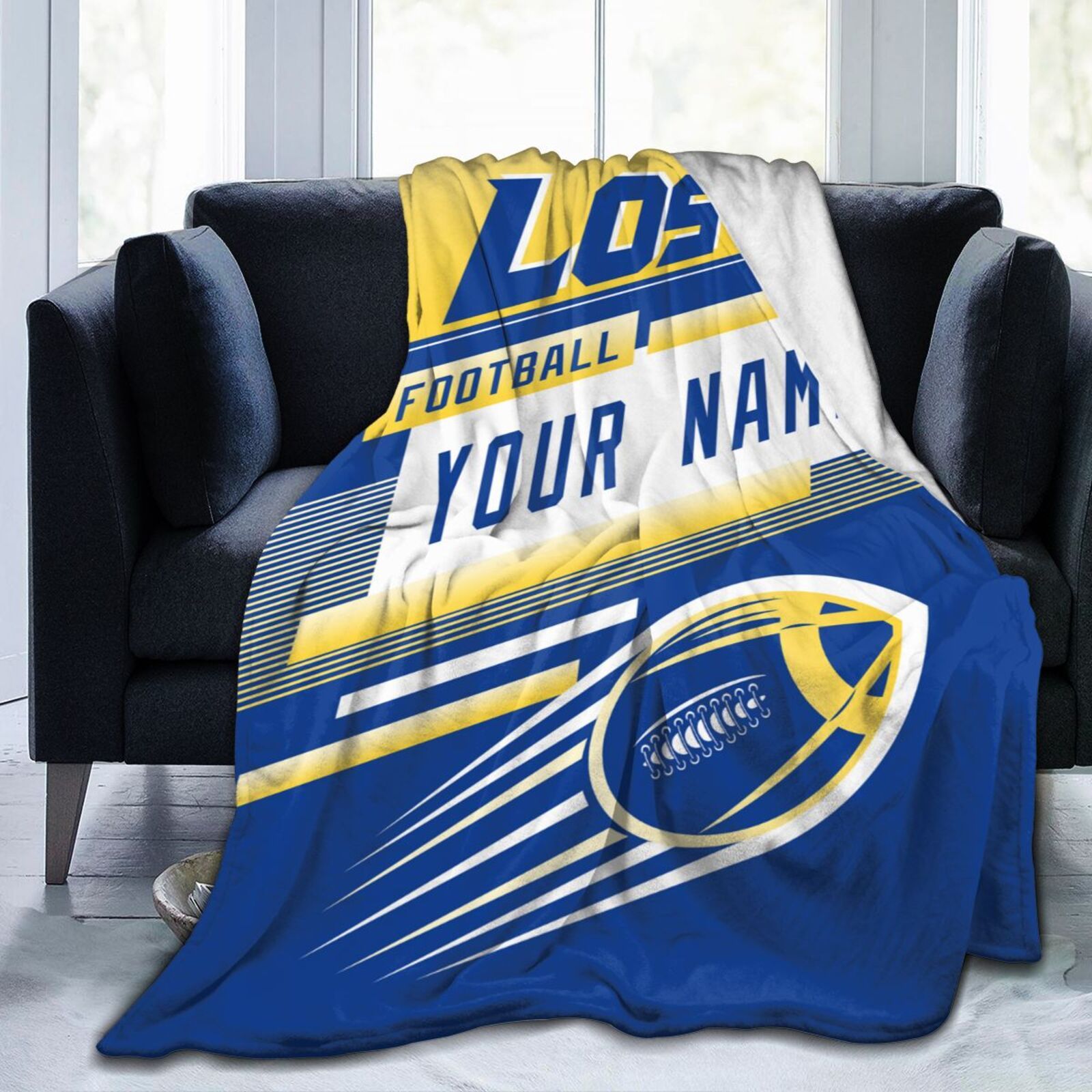 

Custom Los Angeles Football Fleece Blanket, Personalized Name Fan Gift, Soft Warm Knit Fabric Polyester Throw, No Power Supply Required, Rectangular Shape