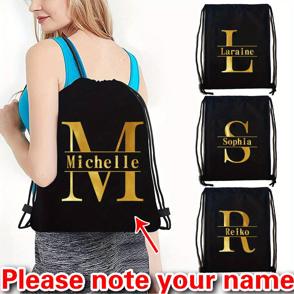 

Customize Free Gym Bag Drawstring Backpack Double Shoulder Pocket School Bag 26 Initial Letter Portable Hiking Camping Swimming Backpack Women Men Travel Backpack