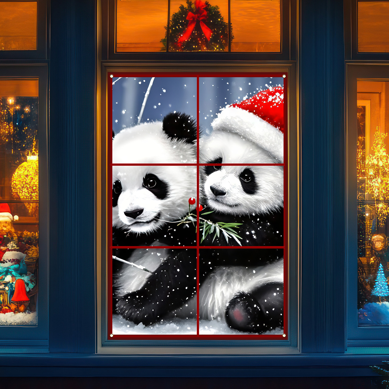 

1pc, 31x47 Inches (80x120cm), Polyester Fabric, Festive Panda Christmas Window Decor, Holiday Door & Wall Decor, Indoor & Outdoor Party Banner, Carnival Theme, For Room, Garden, Multi-purpose Use