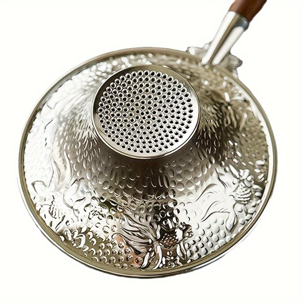 stainless steel mesh tea strainer with wooden handle   tea infusion kitchen accessories details 6