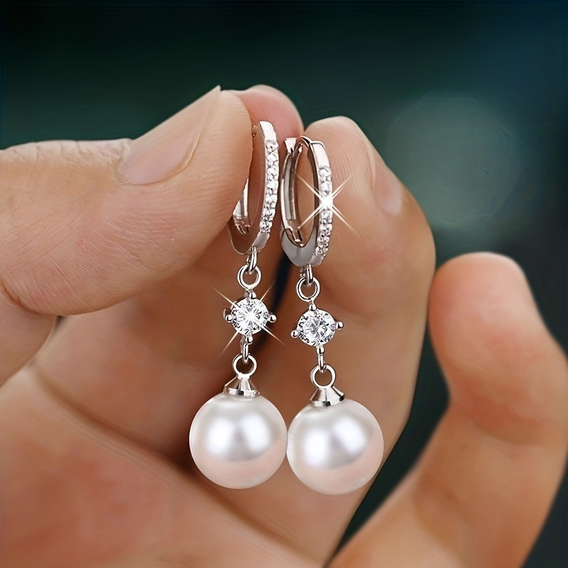 

A Pair Of Elegant Lady's Pearl Pendant 925 , A Romantic Engagement Jewelry Anniversary Gift .