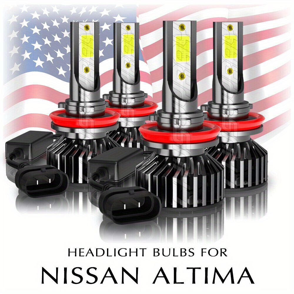 TEMU 4pcs Chusyyray Led Headlight Bulbs Combo For Altima 2007-2018, High/low Beam, 70w, 6000k Cool White, 27000lm, Installation, Aviation Aluminum, Fits H9/h11, Fit, Long-