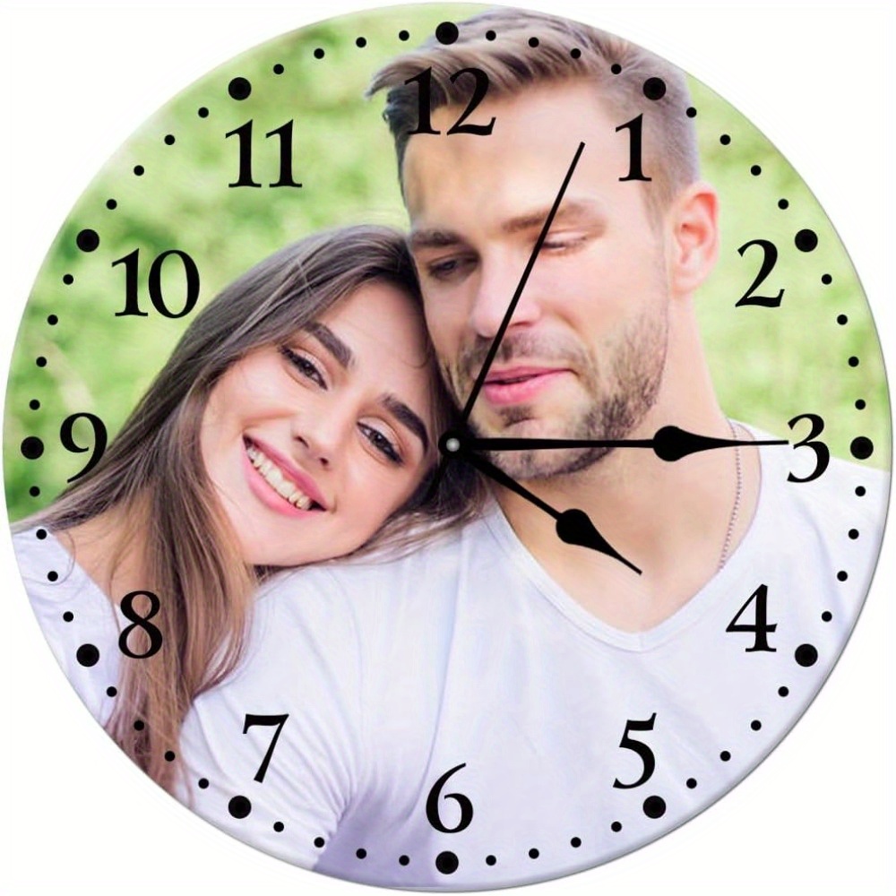 TEMU Custom Clocks For Wall Personalized Wall Clock Picture Clock Custom Wall Clock Photo Round Wooden Bathroom Decoration Customized Wooden Wall Clock