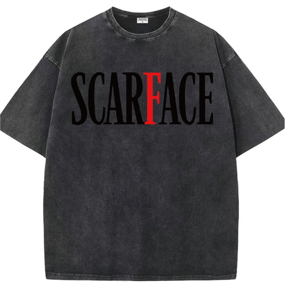 

Scarface Movie Title Vintage Washed Graphic Short Sleeve T-shirt