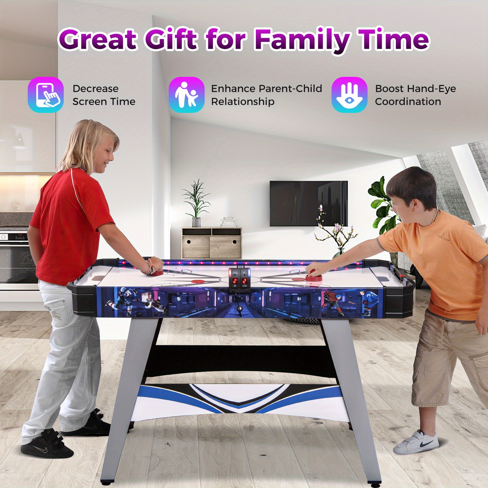 Lifezeal Air Hockey Game Table Powered Hockey Game Table W 2 Pushers ...