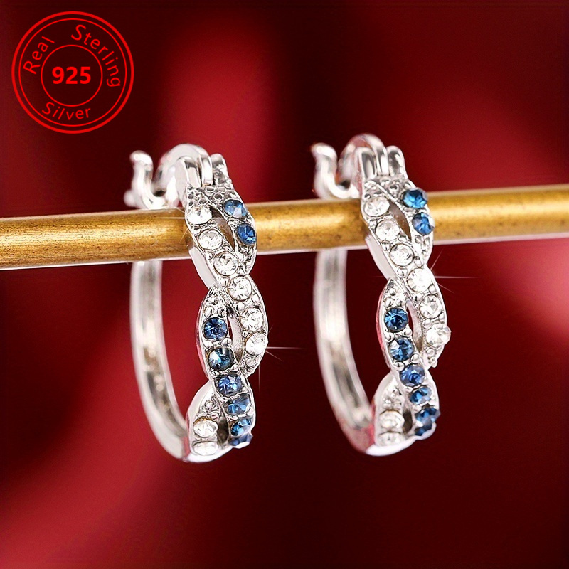 

1 Pair Of Elegant Hoop925 For Ladies Wedding Engagement Earrings Fashion Zircon Earrings Jewelry