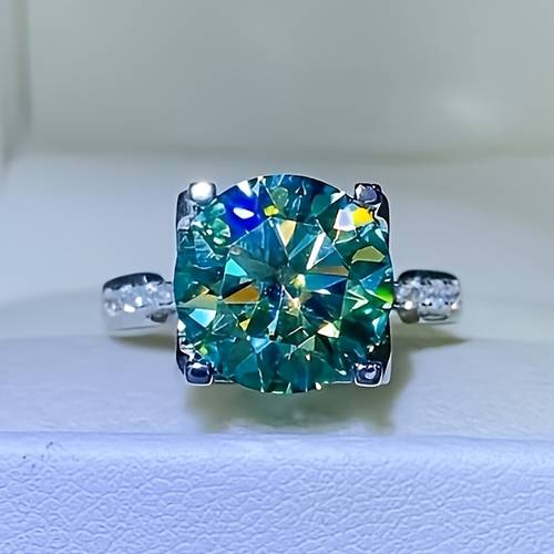 1pc 5ct moissanite s925 sterling silver ring elegant 5ct moissanite engagement ring s925 sterling silver 18k golden plated four prong setting hip hop for gift giving christmas valentines day anniversary