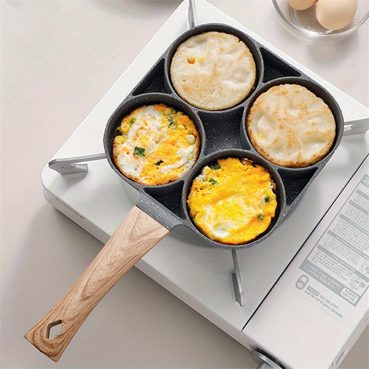 4 hole non stick   frying pan abs handle cast iron pancake   cookware easy clean multi section breakfast   1pc details 4