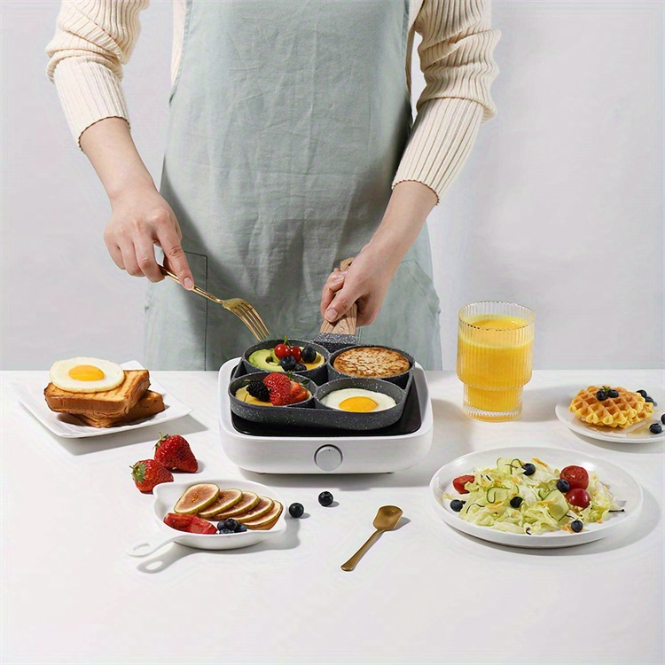 4 hole non stick   frying pan abs handle cast iron pancake   cookware easy clean multi section breakfast   1pc details 5